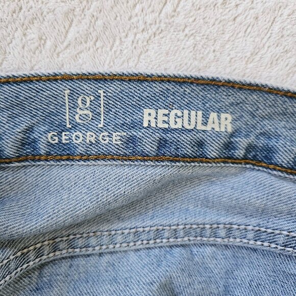 George Men's Everyday White Washed Jeans Size 32 X 32 High Rise Casual Wear - Picture 4 of 5